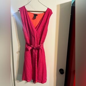 Lane Bryant fuschia dress with ribbon tie at waist.  Size 18.